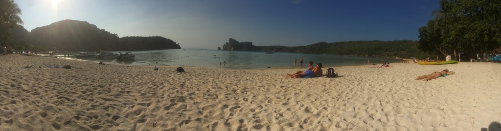 Een panorama foto van het strand, want het strand pastte niet op een normale foto.